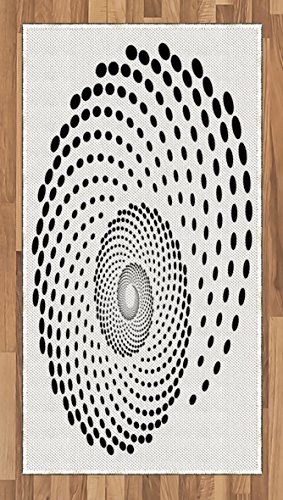 Ambesonne Spires Area Rug, Minimalist Spiral Shape Dotted Monochrome with