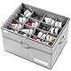 LUVHOMEE Schuhorganizer für Closet, Passt 16 Paare, große Schuhschrank, Schuhbox mit Durchsichtigem Deckel, Starke Aufbewahrungskiste für Schuhaufbewahrung, Platzsparender Shoe Rack mit Griffen, Grau