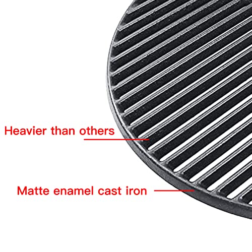 Grill Valueparts Half Moon Grate And Reversible Griddle Replacement For Kamado Joe Classic Iii Classic Ii Classic I, Large Big Green Egg Cast Iron Cooking Grid Grate Griddle Grill Replacement Parts #TOP4