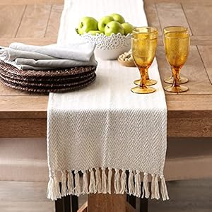 DII Woven Basic Tabletop Collection Chevron Table Runner 15×72 Off White