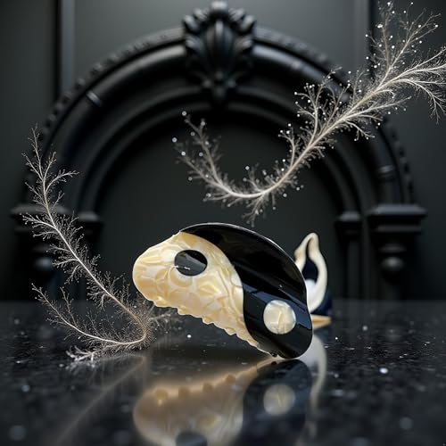 Pinza de cabello negra Yin Yang grande miniatura 6