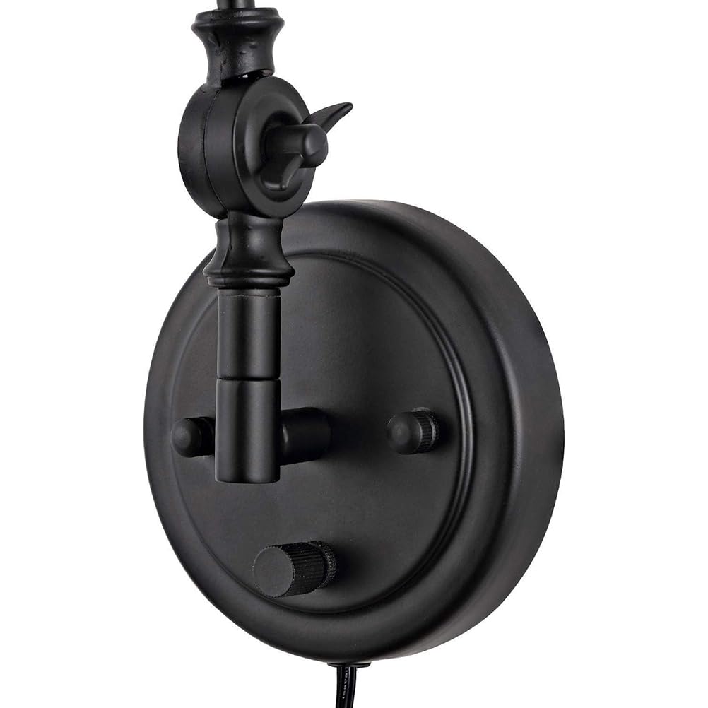 2 sztuki regulowanych kinkietów z długim ramieniem i przełącznikiem, ściemnialna lampa ścienna w stylu vintage, lampa do czytania E27 do użytku wewnątrz, z obrotowym ramieniem, z wtyczką i kablem 1,8