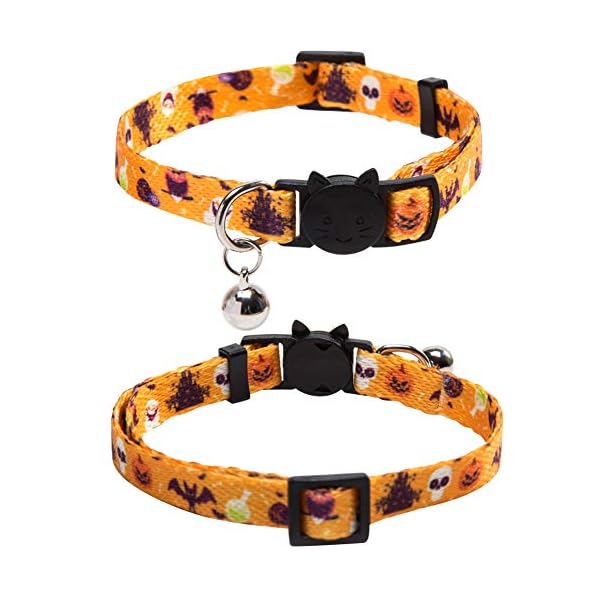 3 pack halloween cat collar with bell breakaway adjustable - image 6