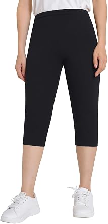 Weintee Womens 14" Petite Cotton Capri Leggings Knee Length