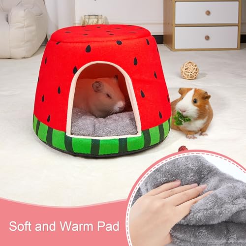 Glittme Esconderijo para porquinhos-da-índia, cama 2 em 1 para porquinhos-da-índia com almofada remo