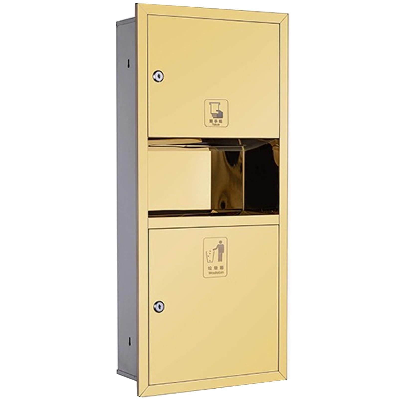 Dispensador de toallas de papel empotrado en acero inoxidable 304 satinado de alta gama