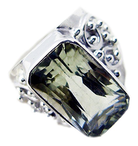 Bague rectangle en argent sterling-925 et naturel-améthyste vert, le cadeau mixte idéal - 3
