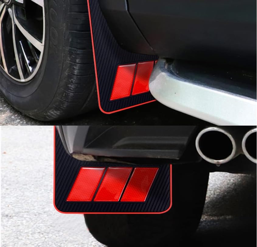Image of 2 Pairs of Car Mud Flaps Safety Warning Reflective Devices for Car Splash Prevention Device Front and Rear Universal for Car Rubber
