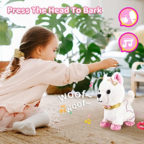 deAO Interactive Electronic Pet Dog Toy with Detachable Lead, Walking, Touch, Voice and Gesture Sensing Functions  Great for Children