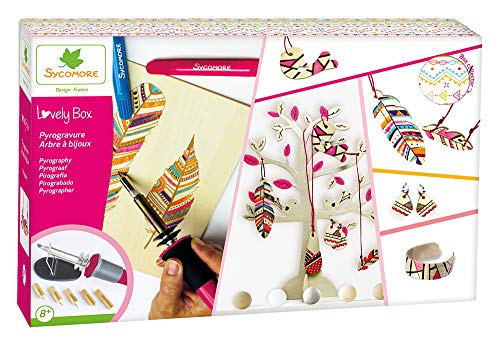 Au Sycomore- Kit attività. Creative-Pirografia-Albero dei Gioielli, CRE5190