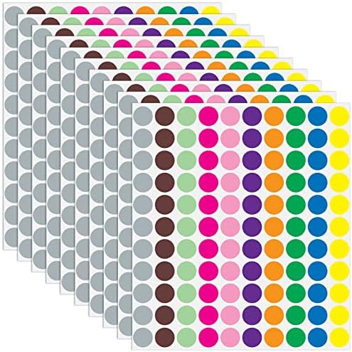 LJY Round Dot Stickers Color Coding Labels, 12 Different Assorted ...