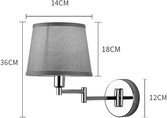 NZDY American Wall Lamp Simple Wrought Iron Fabric Can Be Rotated Retro Garden Wall Rural E14 Living Room Restaurant Study Bath Corridor Bedroom 36Cm*12Cm Wall Lamp,Gold photo 3