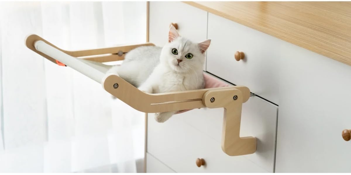 MagiDeal Chat fenêtre perchoir Balcon fenêtre Chat hamac étagère Robuste pour Chats d'intérieur Pas de Ventouse, Gris Jaune