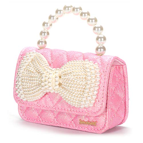 Gifts for Little Girls Cute Toddler Purse Kids Baby Sparkly Bow Handbags Small Crossbody Shoulder Bags Toys Presents (Pink)