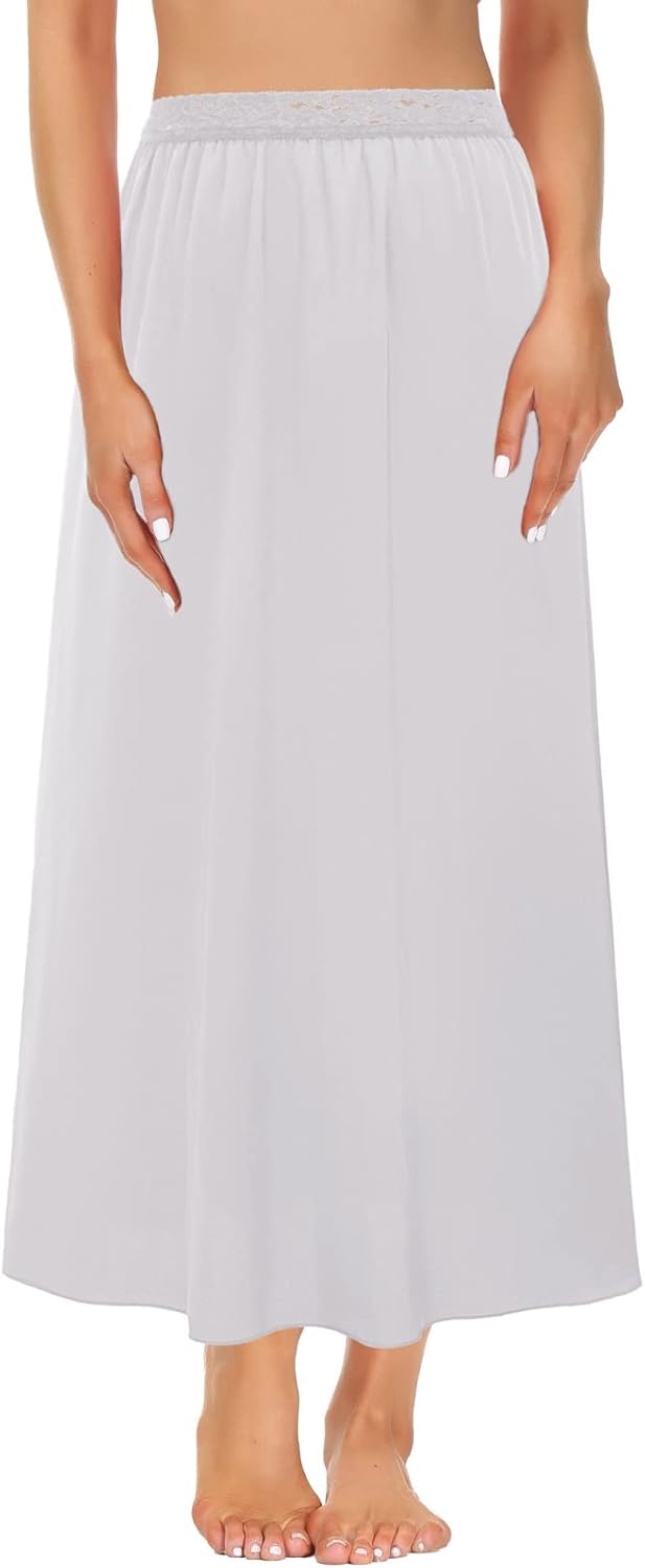 Kate Kasin Half Slips for Women Anti-Static Satin Underskirt Full Length Nude Skirt Lace Trim Short Slips for Under Dresses - Image 3