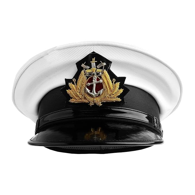 Peak Cap | Free Caps for Men & Women | Uniform Accessory | Durable & Lightweight Comfortable Cap | Hat with Embroidered Badge | Merchant Navy Officer