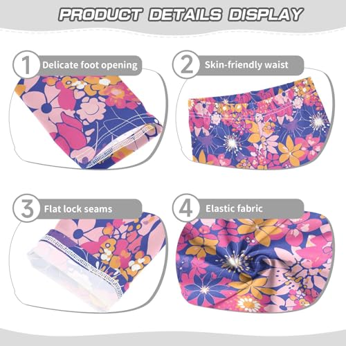 KLL Floral Pattern Cute Simple Flowers Girls Athletic Leggings Soft High Waisted Athleisure Pants Gym3