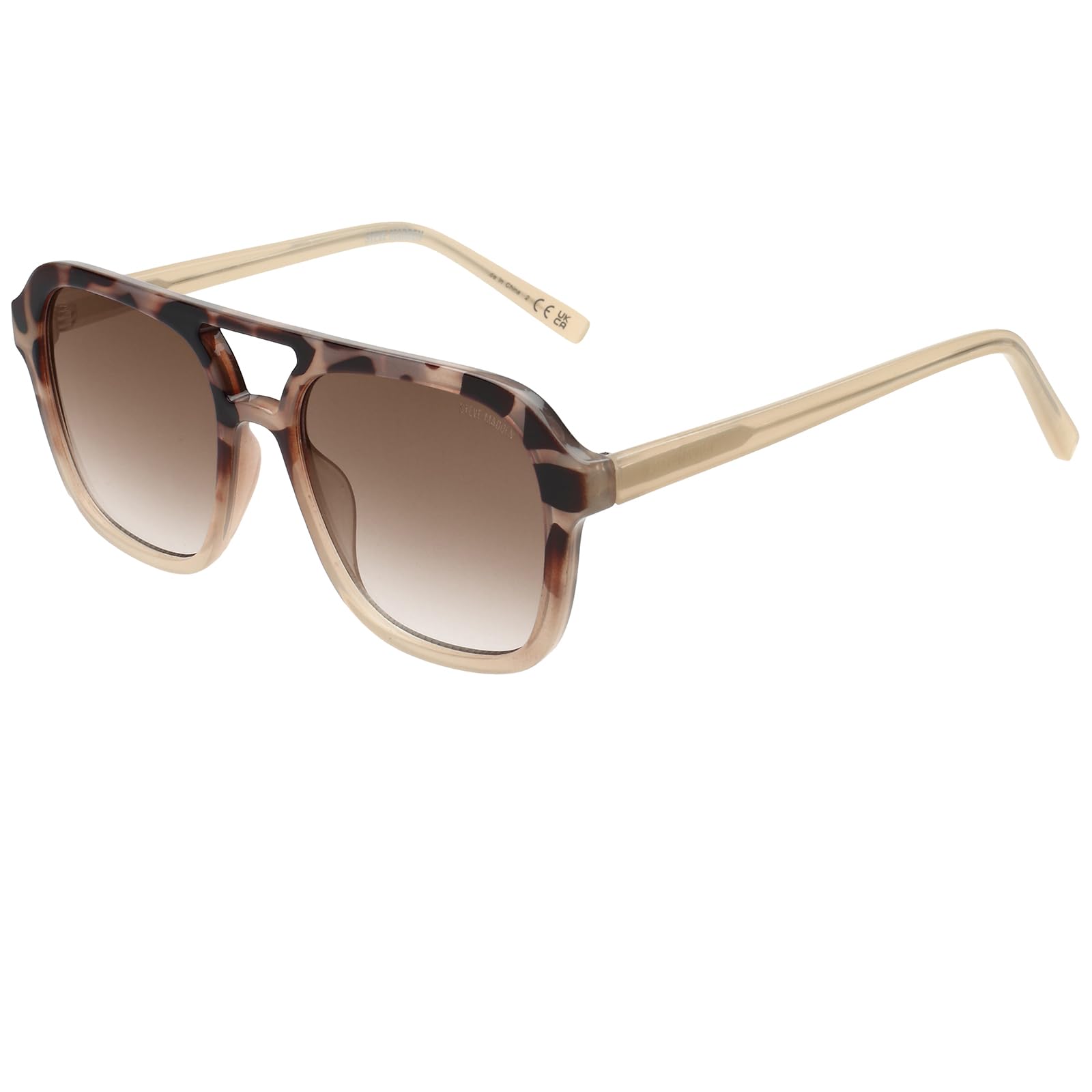 Steve Madden | Multi-Coloured Full rim Square Branded Latest and Stylish Sunglasses | 100% UV Protection (UV 400) Brown Gradient Faded Lens | Men & Women | Large | SM ML U JACE MLK TORT-TAN/BRN GRD