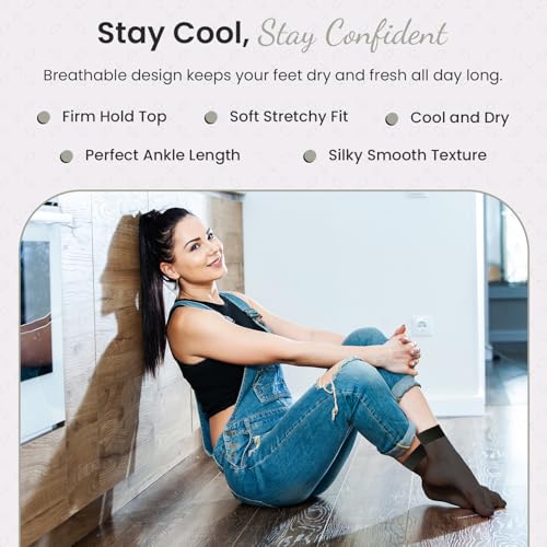 Women's Stay-Up Nylon Ankle Highs Regular and Queen Sizes in 6-Pair Packs4