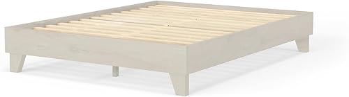 Miniatura 3 de eLuxurySupply Marco de cama de plataforma de madera, tamaño individual XL, color blanco, perfil bajo, no necesita somier, fácil montaje, estilo