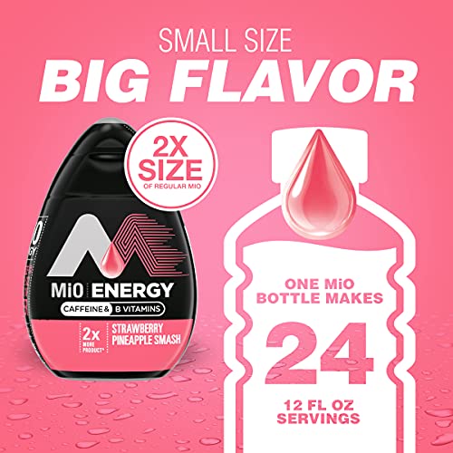 Image of MiO Energy Strawberry Pineapple Smash Naturally Flavored with other natural flavors Liquid Water Enhancer Drink Mix with Caffeine & B Vitamins with 2X More (3.24 fl. oz. Bottle) (Pack of 2)