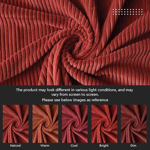 Image of Encasa XO Corduroy Fabric by the Meter, 59 inch Wide Premium 238 GSM Polyester Upholstery & Sewing Material, Soft Ribbed Rust Brown Fabric for Sofa /Cushion Covers, Trousers, Curtains & DIY Crafts