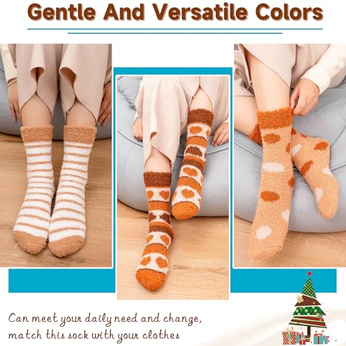 Image of Eocom Fuzzy Socks for Womens Warm Fluffy Winter Cozy Thick Plush Slipper Sleep Comfy Crew Christmas Socks 5 Pairs