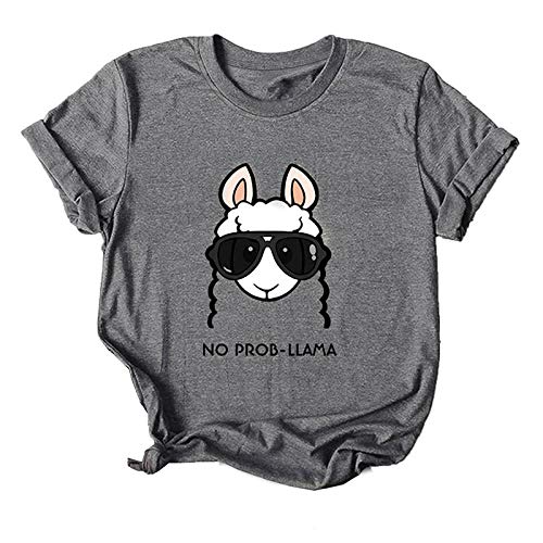 Changxi Mulheres de verão Sem Problema T-Shirt Lhama Bonito Dos Desenhos Animados eça Imprimir O Pes