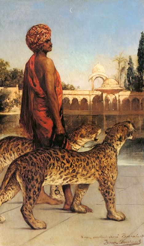 Toile Garde avec deux léopards de Benjamin Jean Joseph pour sublimer l'ambiance d'un salon chic