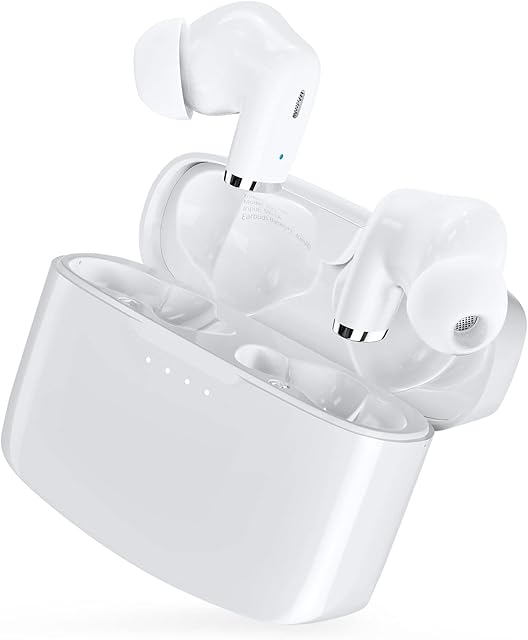 Profon Wireless Earbuds, E90 Plus Wireless Earphones with Bluetooth 5.2, HiFi Stereo/ENC Crystal-Clear Call/Dual Mic/IPX8 Waterproof/2 Ways Charge/White In-Ear Wireless Headphones for Sports, Office