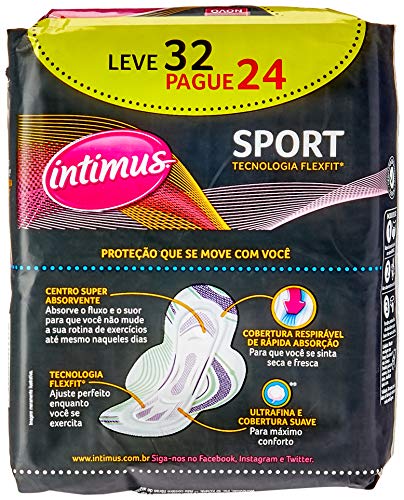 Intimus Absorvente Externo, Sport Ultrafino com Abas , 32 unidades