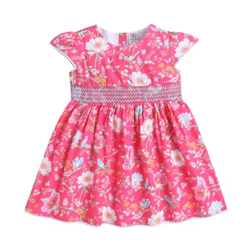 Image of Mama&Bebe Summer Dress for Girls with Cotton Soft Lining | Printed Fit & Flare Kids Outfit with Cute Bow Detail | Comfortable Breathable Party & Outing Dress for Toddlers and Little Girls