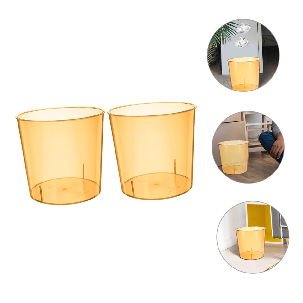 SHINEOFI 2pcs Slim Wastebasket Capacity Garbage Bin for Home Office Bathroom and Bedroom Stylish Transparent Design for Convenient Waste Disposal