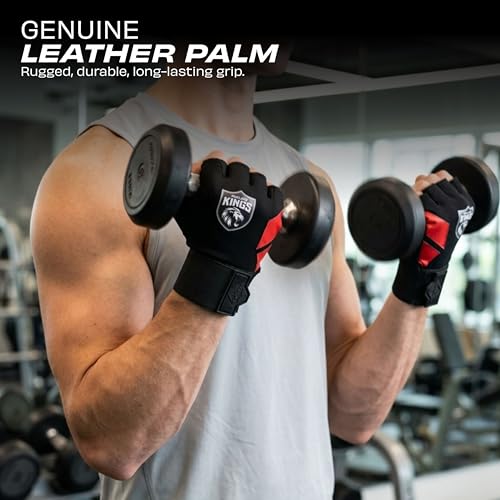Image of Nivia X Punjab Kings Talon Training Gloves - Leather Palm Grip, Breathable Airflow Back, Wrist Support for Gym, Weight Training & Workouts, Small
