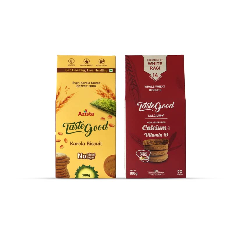 Taste Good Combo - Karela Biscuits Sugar Free Pack of 4 and Calcium & Vitamin D Biscuits Pack of 4 (100g X Pack of 8) (B0BL125NHS) Amazon Price History, Amazon Price Tracker