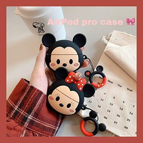 Image of Dezet Cute Soft Silicone Pouh Case for Airpods Pro GEN-2 (2022) � 3D Cartoon Animal Character Cover with Keychain Ring, Shockproof & Dustproof Protective Case for Kids & Girls (MININE)