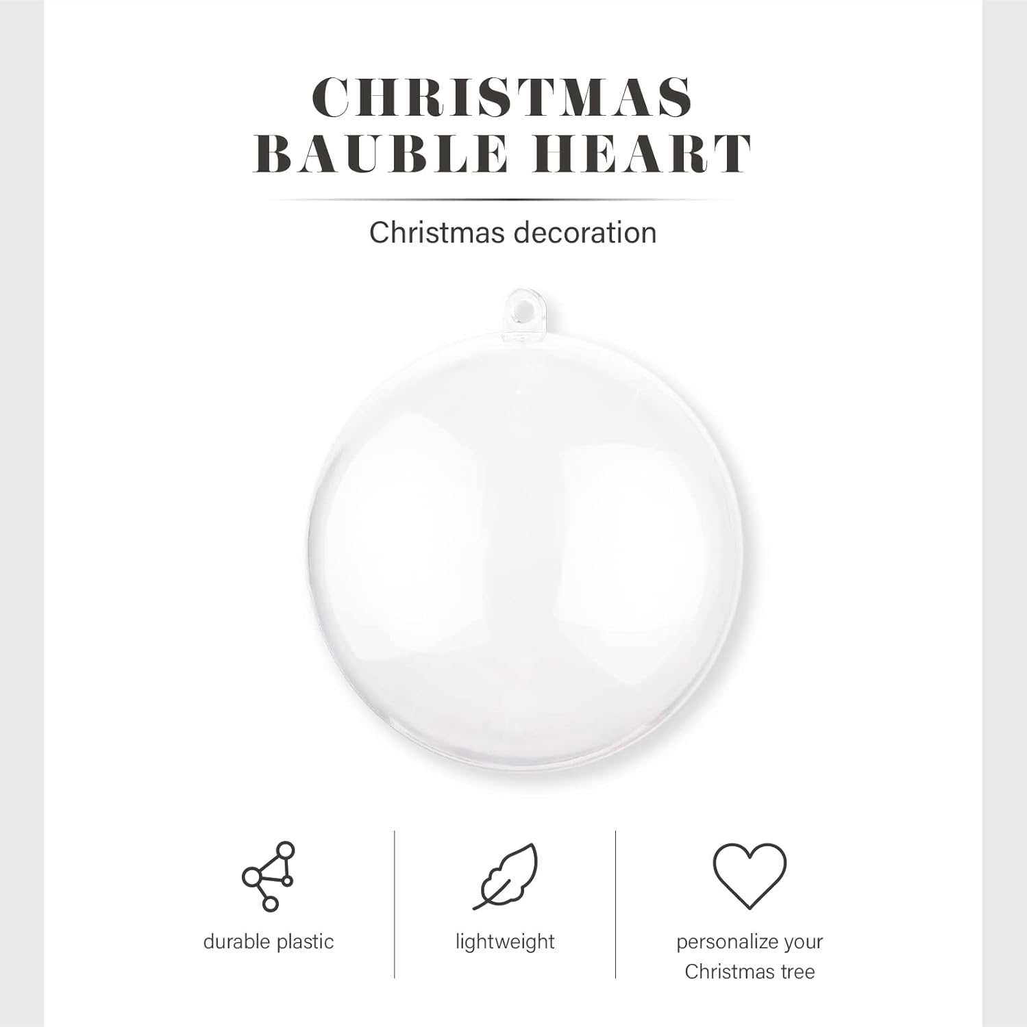 Tree Nest Christmas Halloween Clear Plastic Ornament Balls Fillable Bauble for Christmas Tree 8-Pack Hanging Ball Set Xmas Birthday Wedding Party Decorations (Round Shape)