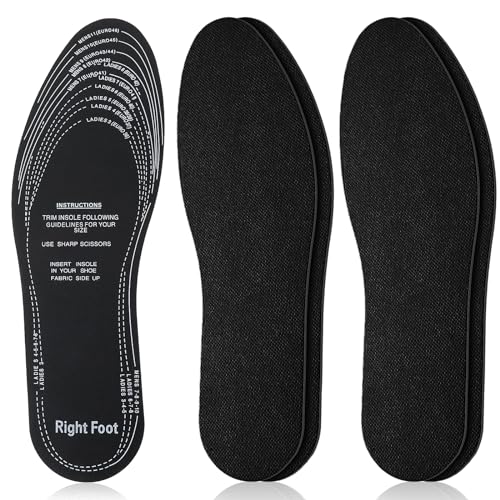 WLLHYF 2 Pairs Shoe Insoles Soft Latex Breathable Shoe Filler Replacement Non-Woven Fabric Pads Inserts for Women Men Kids Flat Sneakers (Black)