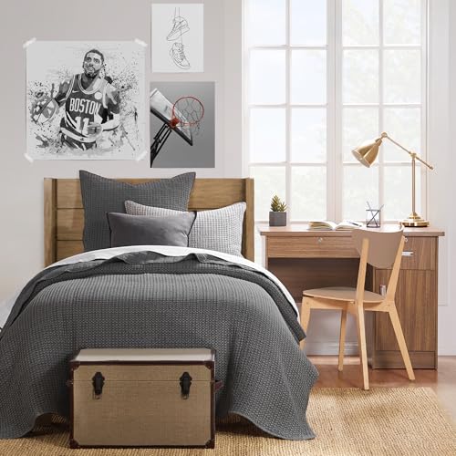 Image of Levtex Home - Mills Waffle - Twin Quilt Set - Charcoal Cotton Waffle - Quilt Size (68 x 86in.), Sham Size (26 x 20in.)