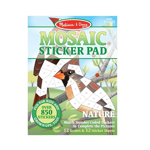 Melissa & Doug Mosaic Sticker Pad Nature (12 Color Scenes to Complete with 850+ Stickers)