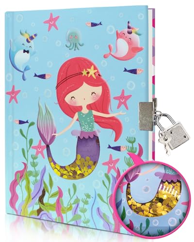 GINMLYDA Diario Secreto Niña, 18x13.5cm 80 Hojas Diario para Niñas con Lentejuelas Movibles...