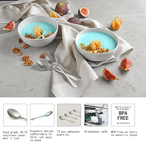 Bacom Stainless Steel 12-Piece Dinner Spoons Set, Table Soup Spoons Pack For 12 (Silver 7.3 Inches) #TOP2