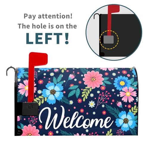 Image of Spring Summer Flowers Mailbox Covers Magnetic Welcome Mailbox Cover Floral Magnetic Mailbox Cover Mailbox Wraps Standard Size 18 inch X 21 inch Holiday Garden Mailboxs Decorations for Outside
