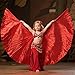Tefrica Women's Professional Belly Dance Wings with Sticks Halloween Carnival Performance Accessories (Red, Kids)