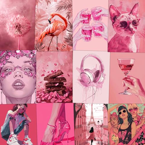 Image of Wallgasm Paper Pink Aesthetic Poster Set-Set Of 54, 4 X 6 Inches Wall Decor Poster-Posters For Bedroom, Living Room, Office|Aesthetic Room Decor Items