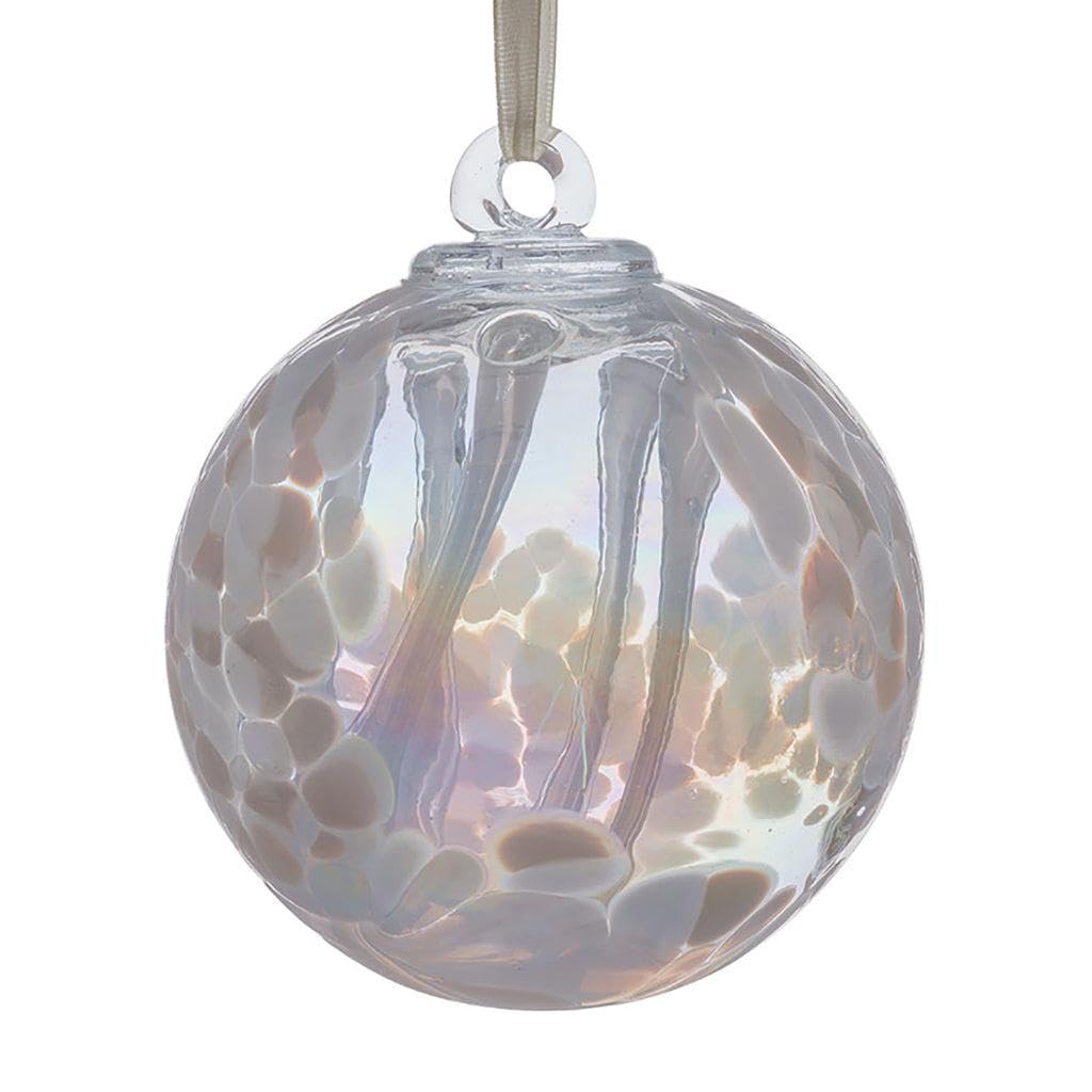 Sienna Glass Spirit Ball, White, 11 x 11 x 14 cm