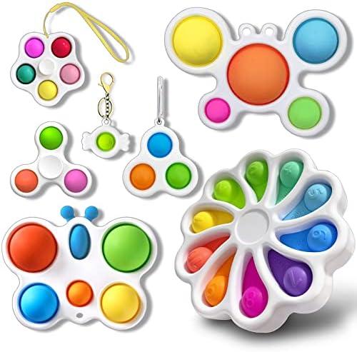 LooTeeay Fidget Toy Pack, 7 Pack Simple Bubble Fidget Sensory Toys for Toddlers 1-3, Educational Toys Fidget Spinners for Stress Relief Toys Sets for Kids and Adults