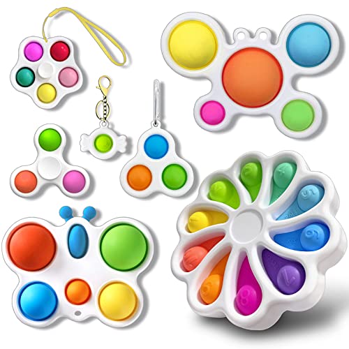 Looteeay Fidget Toy Pack, 7 Pack Simple Bubble Fidget Sensory Toys For Toddlers 1-3, Educational Toys Fidget Spinners For Stress Relief Toys Sets For Kids And Adults #TOP19
