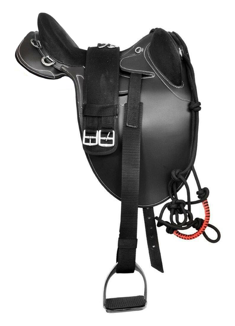 Sella australiana in camoscio sintetico, sedile da 35,5 a 45,7 cm, accessori di alta qualità fatti a mano, colore nero
