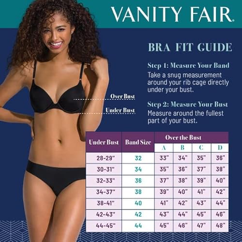 Vanity Fair Womens Ego Boost Add-A-Size Push Up Bra, 36A, Rare Blue Jacquard #TOP6